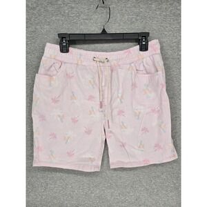 Good Vibes Men's Size Large Pink Palm Tree Pastel Tropical Casual Shorts Surf